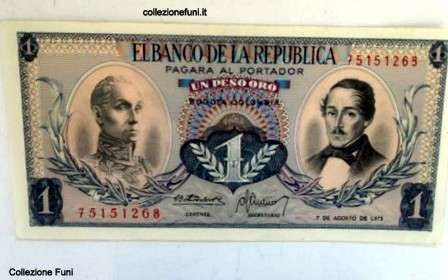 Banconota. Colombia Un Peso Oro